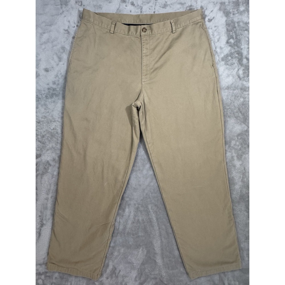 VTG LL Bean Pants Mens 40x32 Khaki Chino Flannel Lined Relaxed High Rise Natural